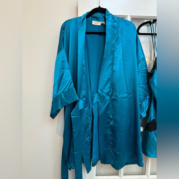 Vintage Victoria’s Secret Gold Label Teddy & Robe Set Size Medium M Ocean Blue - Picture 5 of 15